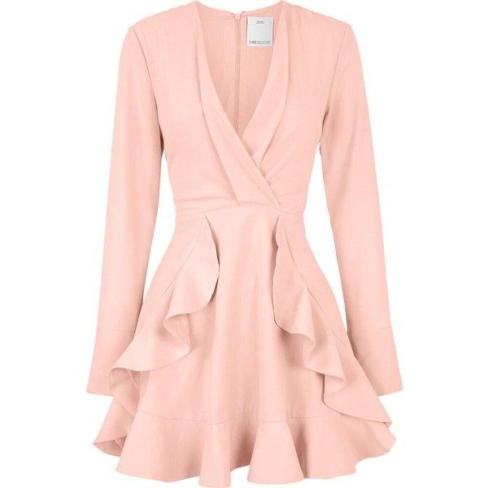 C/MEO Collective Long Sleeve Pink Ruffle Dress